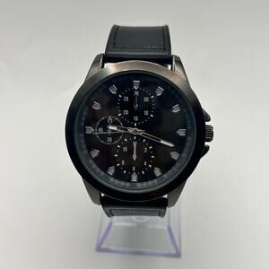 Men’s Black Tone Fashion Watch 48mm St. Steel Working New Battery